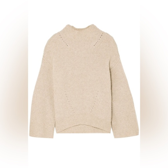 Nili Lotan oatmeal beige Ronnie wool mock neck turtleneck sweater - Small - Picture 4 of 12
